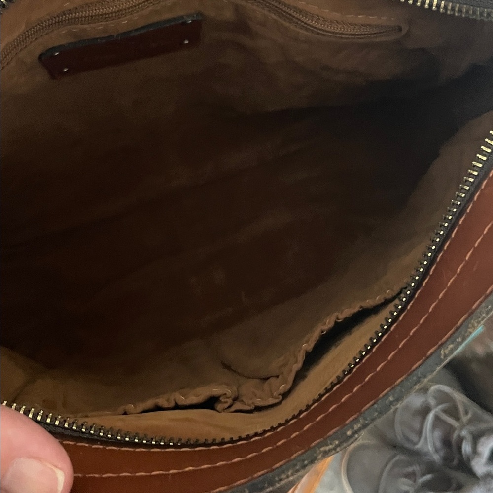 Patricia Nash Leather Saddle Crossbody Bag with Buckle Detail in Cognac - Picture 8 of 9